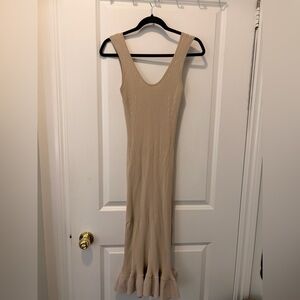 Altuzarra Sleeveless Ribbed Maxi Dress in Beige - Small